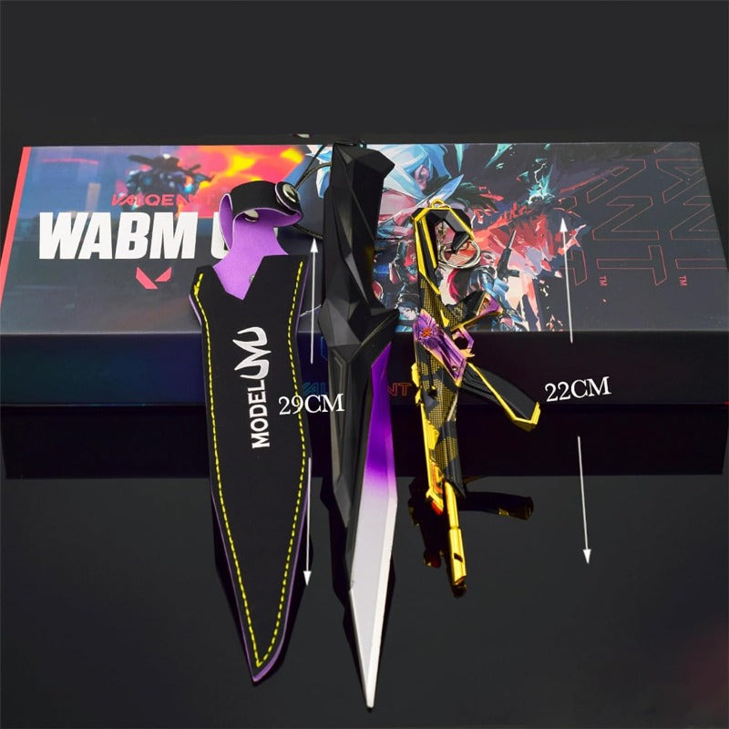 Azuiblc  ヴァロラント ミニチュア 　22cm 17cm ジェット セージ 合金 未開刃 レプリカ フィギュア ソード 剣 欧米風 西洋剣 ミニ武器 片手剣 工芸品 インテリア装備品 おみやげ - Azuiblc