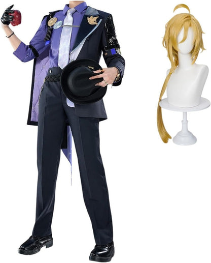 【Azuiblc】ゼンゼロ ヒューゴ 　コスプレ衣装 金属アクセサリー ハット付き コスチュームセット バンパイア 吸血鬼 スーツ 紳士 おしゃれ - Azuiblc