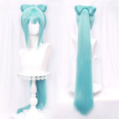 Azuiblc 初音ミク 2025雪ミク SNOW MIKU ウィッグ ネット付き コスプレ 水色 白 グラデーション ツインテール カツラ グッズ アニメ かつら 鬘 WIG コスプレ道具 　Azｗ003 - Azuiblc