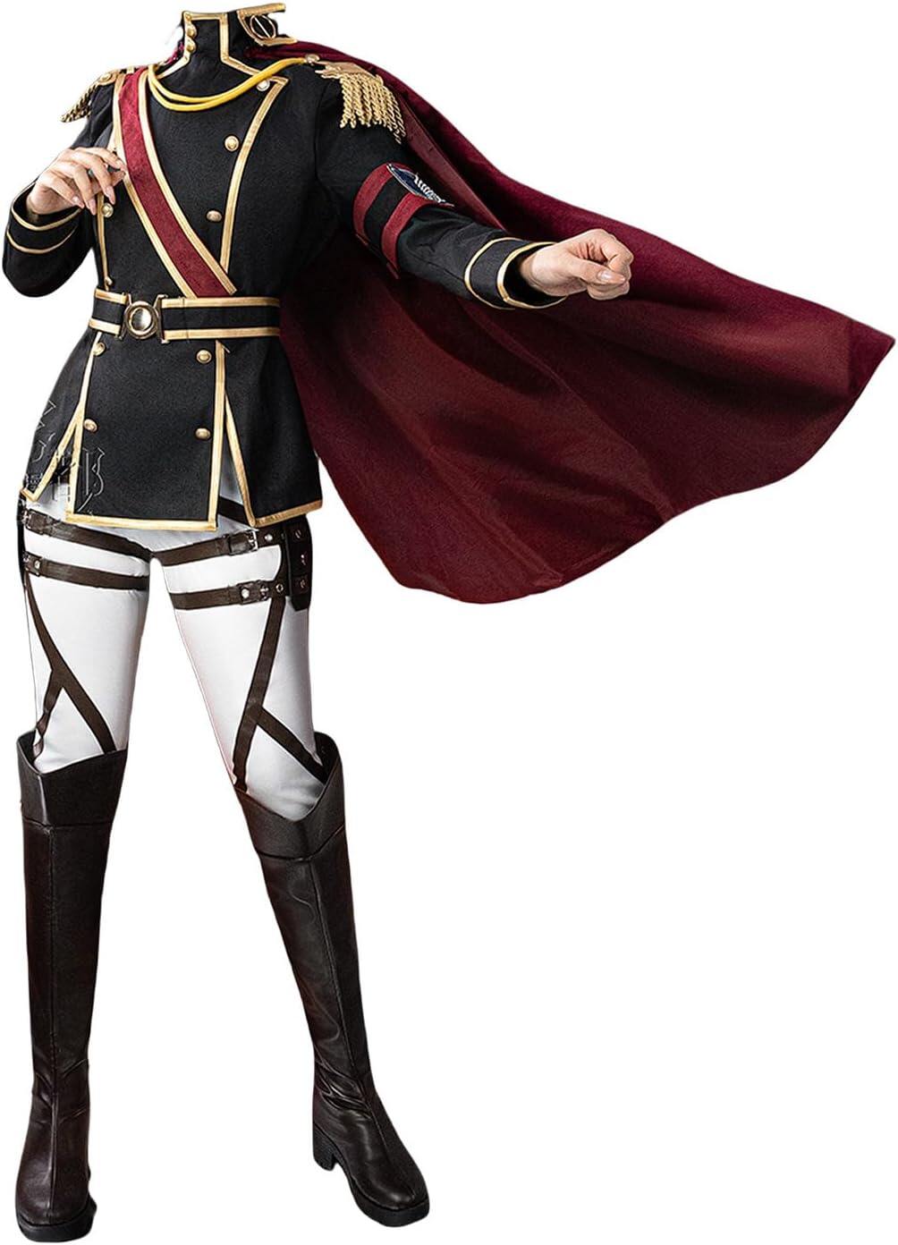 Azuiblc　進撃の巨人ブレイブオーダー　ブレオダ　ミカサ　式典兵団服　コスプレ衣装 ミカサ・アッカーマン 　コスチュームセット 軍装 おしゃれ アニメ cosplay - Azuiblc