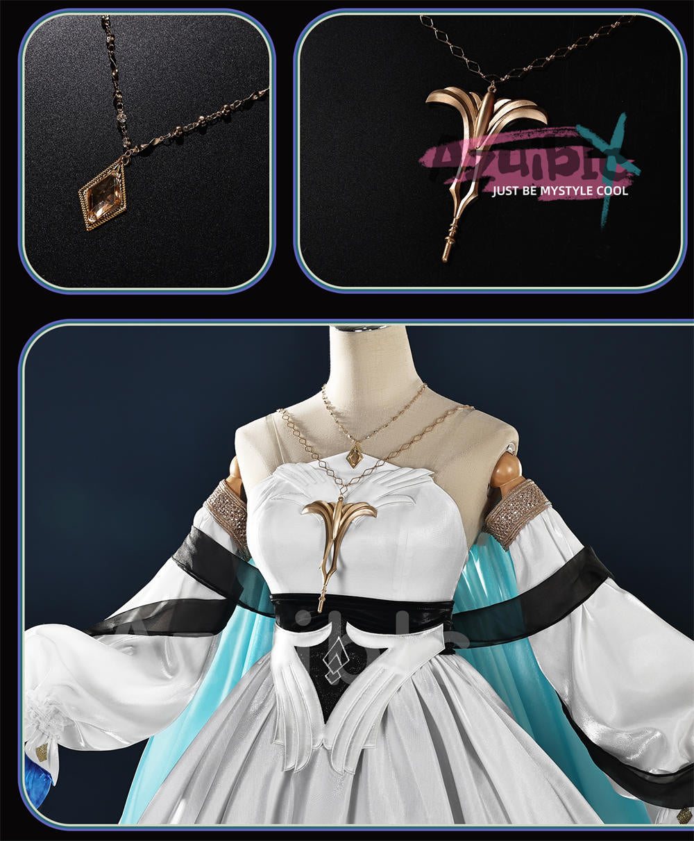 Azuiblc　アークナイツ音律聯覚 聖聆プラマニクス　コスプレ衣装　Ambience Synesthesia 礼服　ドレス　舞台対応　3d樹脂製パーツ　イベント