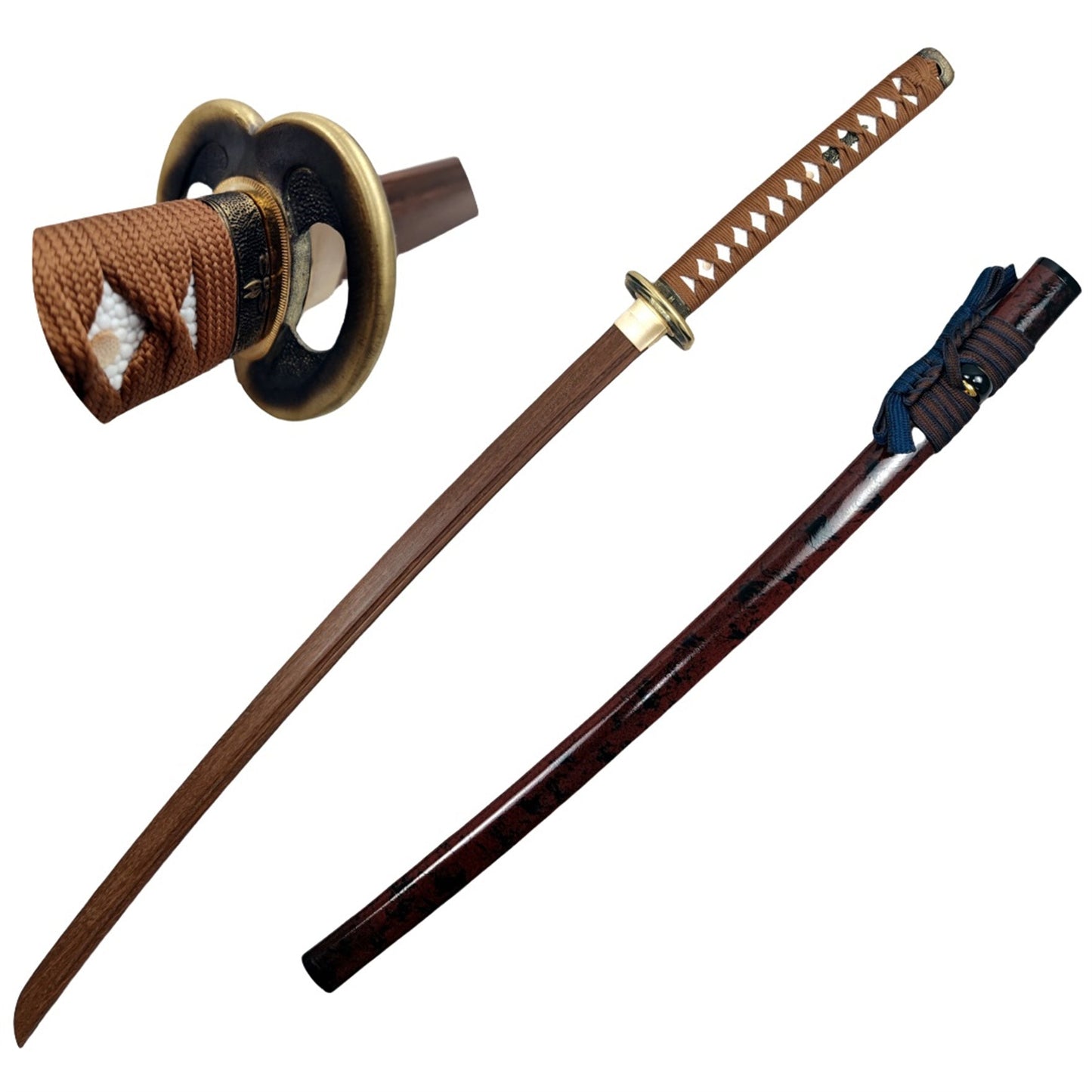 Azuiblc るろうに剣心-明治剣客浪漫譚- 日本風 装飾品　緋村剣心逆刃刀　103cm 汎用刀　仕上げ模造刀　レプリカ　和風　コスプレ道具 唐風　模造刀　木刃　樹脂刃　工芸品　武士刀　サムライ　ソード　ハロウィン - Azuiblc