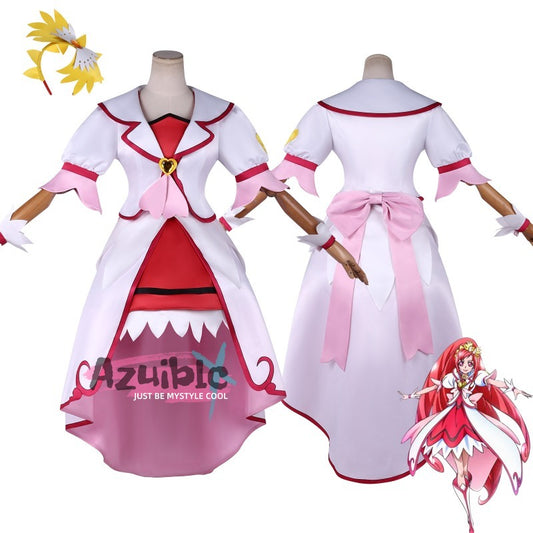 Azuiblc　ドキドキ!プリキュア 円亜久里　コスプレ衣装　キュアエース 　ドレス　ワンピース　イベント　仮装　可愛い