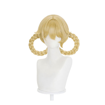 【Azuiblc】原神 リンネア コスプレ ウィッグ ピンク 水色 グラデーション ハーフツイン ネット付き 耐熱 かつら 鬘 コスプレ道具 小物