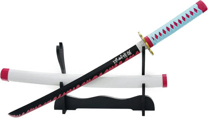 Azuiblc　鬼滅の刃　日輪刀　伊黒小芭内 大人用 100cm蛇柱 いぐろおばない 日本刀 模造刀 木製 コスプレ 武器 鍔 時代劇 コスプレ パーティーグッズ コレクション Azuiblc