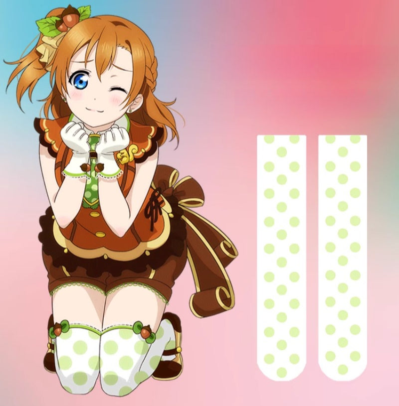 Azuiblc　ラブライブ!　高坂穗乃果　ニーハイソックス タイツ　こうさかほのか　ストッキング 涼感シリーズ 光沢オーバーニーソックス - Azuiblc