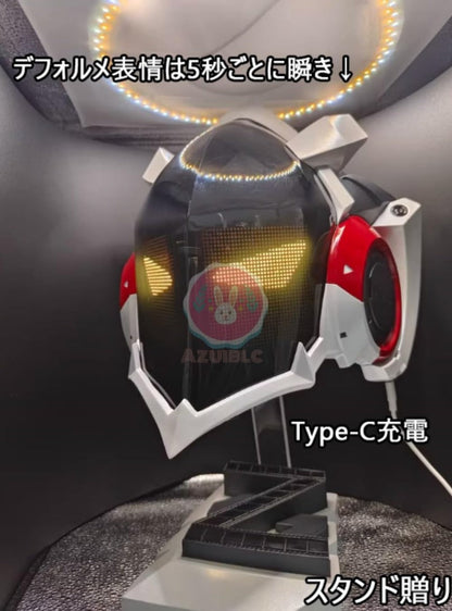 Azuiblc　ゼンゼロ ビリー 仮面コスプレ道具  電子スクリーンVer 8表情 スタンド付き 手作り マスク 高完成度 黒 お面 コスプレ 小道具 グッズ コスプレ小物 萌えグッズ - Azuiblc