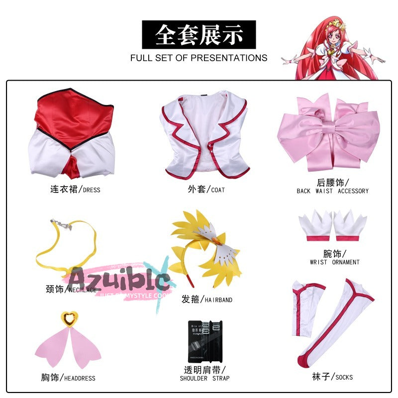 Azuiblc　ドキドキ!プリキュア 円亜久里　コスプレ衣装　キュアエース 　ドレス　ワンピース　イベント　仮装　可愛い