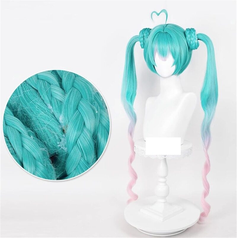 Azuiblc 初音ミク 2025雪ミク SNOW MIKU ウィッグ ネット付き コスプレ 水色 白 グラデーション ツインテール カツラ グッズ アニメ かつら 鬘 WIG コスプレ道具 　Azｗ003 - Azuiblc