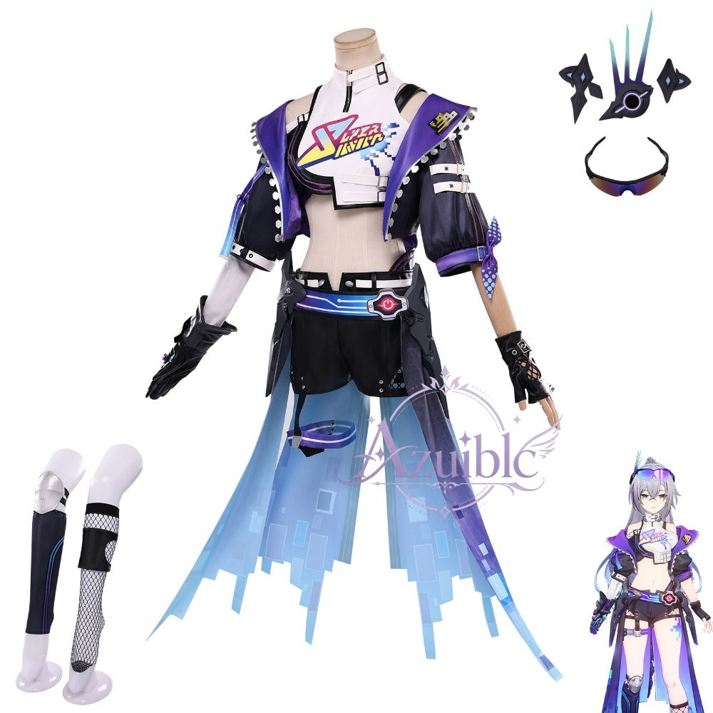 Azuiblc 崩壊：スターレイル 銀狼LV.999 コスプレ衣装 眼鏡付き