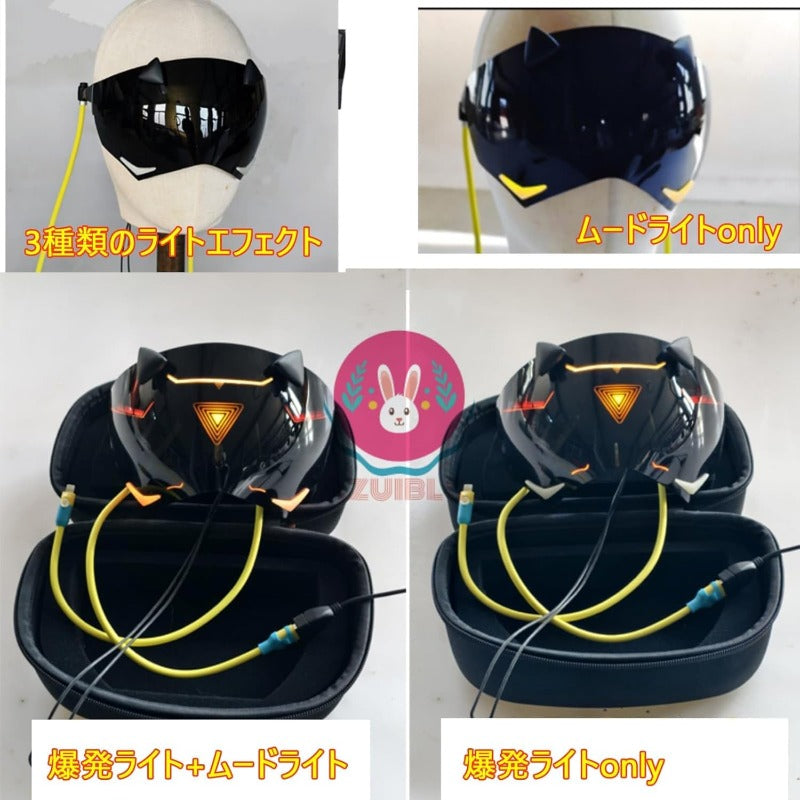 Azuiblc  ゼンゼロ　トリガー 仮面 光るコスプレ道具 3種類ライト 7表情 USB充電 手作り マスク 高完成度 黒 お面 コスプレ 小道具 - Azuiblc