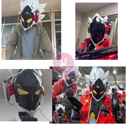 Azuiblc　ゼンゼロ ビリー 仮面コスプレ道具  電子スクリーンVer 8表情 スタンド付き 手作り マスク 高完成度 黒 お面 コスプレ 小道具 グッズ コスプレ小物 萌えグッズ - Azuiblc