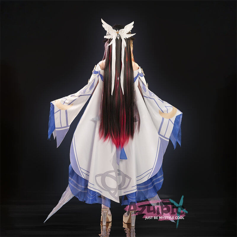 Azuiblc 原神　コロンビーナ(少女) 　コスプレ衣装 3D樹脂製パーツ 髪飾り付き ワンピース  再現衣装 - Azuiblc