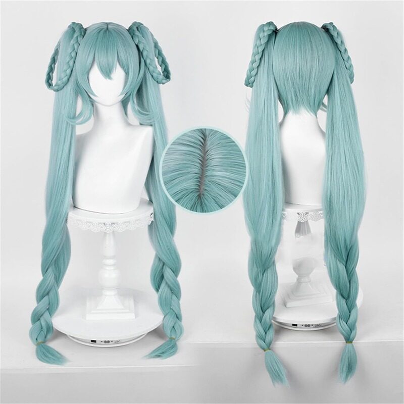 Azuiblc 初音ミク 2025雪ミク SNOW MIKU ウィッグ ネット付き コスプレ 水色 白 グラデーション ツインテール カツラ グッズ アニメ かつら 鬘 WIG コスプレ道具 　Azｗ003 - Azuiblc