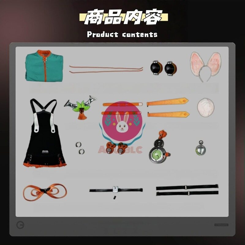 Azuiblc ゼンゼロ ザオ 照 ウサ耳 尻尾付き コスプレ衣装 ウサギ娘 獣娘 コスチュームセット おしゃれ アニメ cosplay - Azuiblc