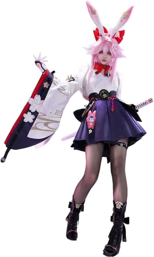 【Azuiblc】崩壊スターレイル　 緋英  コスプレ衣装　ひえい ウサ耳 靴カバー付き 金属アクセサリー コスプレ ドレス 和服 コスチュームセット cosplay