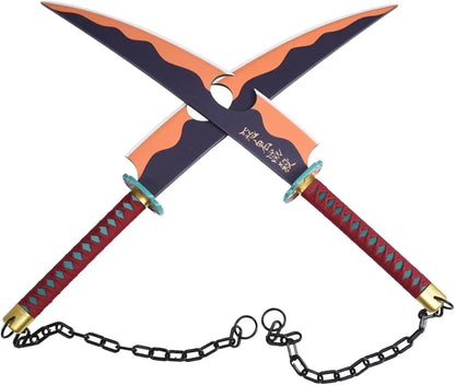 Azuiblc　鬼滅の刃　日輪刀　伊黒小芭内 大人用 100cm蛇柱 いぐろおばない 日本刀 模造刀 木製 コスプレ 武器 鍔 時代劇 コスプレ パーティーグッズ コレクション Azuiblc