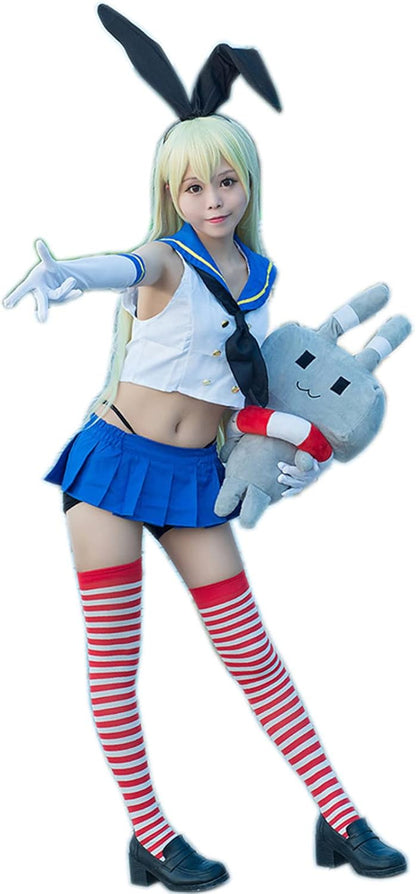 Azuiblc 艦これ 島風 しまかぜ コスプレ衣装 コスチュームセット 駆逐艦 セーラー服 グッズ 日常服 演出服 舞台装 撮影 制服 服装 アニメ cosplay 変装 - Azuiblc