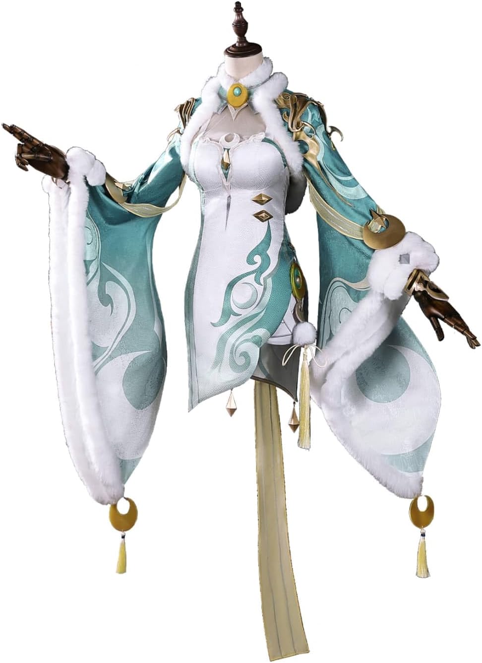 【Azuiblc】原神 兹白 しはく コスプレ衣装 髪飾り付き 3dプリント飾り 白駒座 白馬の仙人 コスプレ コスチュームセット - Azuiblc