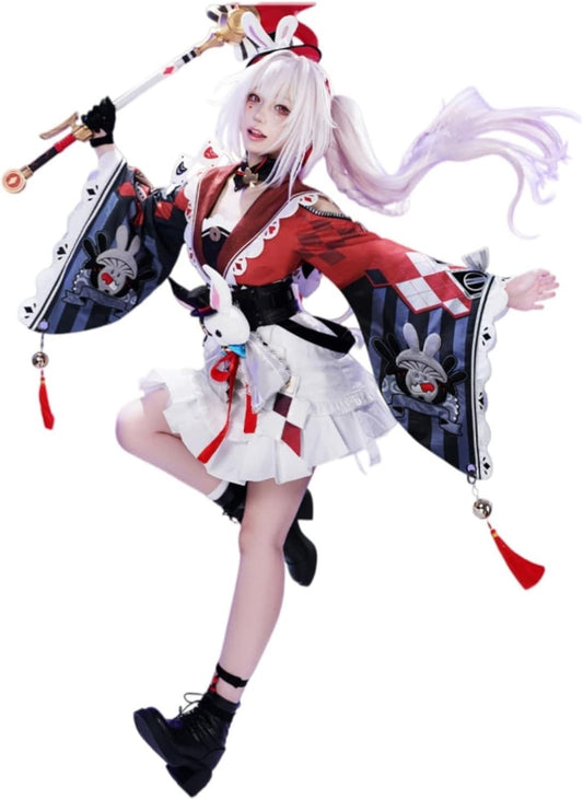 【Azuiblc】崩壊スターレイル  火花 ひばな コスプレ衣装 帽子 ツノ 尻尾付き 金属アクセサリー コスプレ ドレス 和服 コスチュームセット cosplay