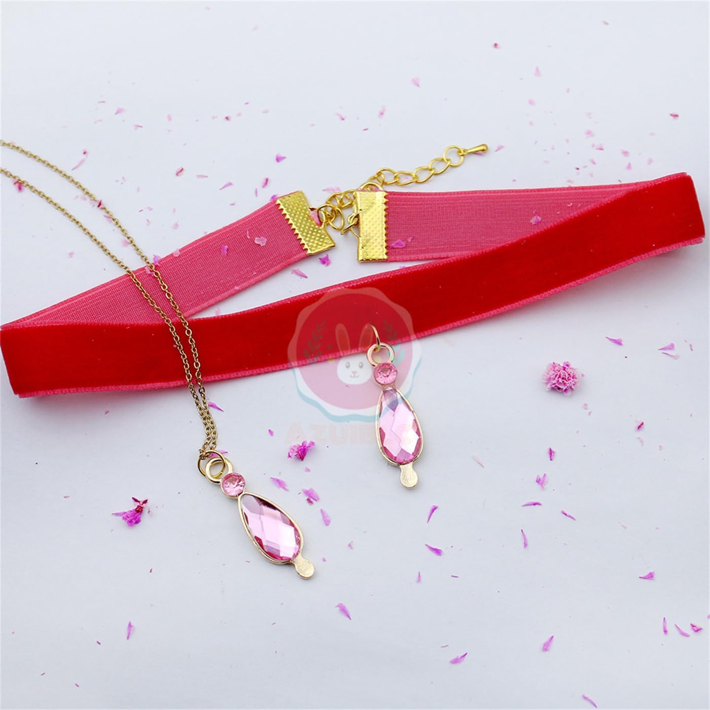 【Azuiblc】魔法少女まどか☆マギカ コスプレ小物 鹿目まどか ネックレス ソールジェーム 調整可能 首飾り ピンク色 雫型 まどマギ 金属 コスプレ 道具 アクセサリー Cosplay グッズ 人気 変装 仮装 撮影 祭り イベント