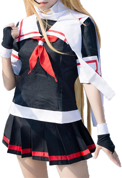 Azuiblc 艦これ 島風 しまかぜ コスプレ衣装 コスチュームセット 駆逐艦 セーラー服 グッズ 日常服 演出服 舞台装 撮影 制服 服装 アニメ cosplay 変装 - Azuiblc