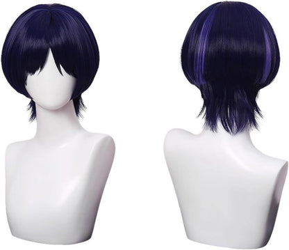 【Azuiblc】原神 放浪者 散兵 コスプレ ウィッグ 姫カット パープル 紫 グラデーション ネット付き 耐熱 おしゃれ グッズ アニメ かつら 鬘 WIG コスプレ道具 小物 - Azuiblc