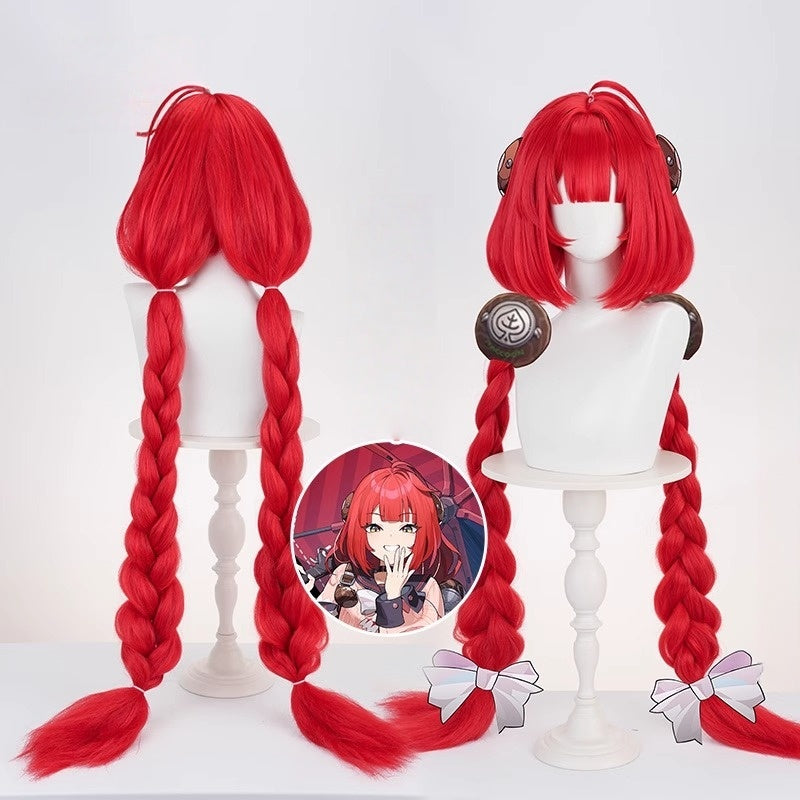 Azuiblc ゼンゼロ 浮波柚葉 赤ウィッグ 前髪40cm ポニーテール105cm