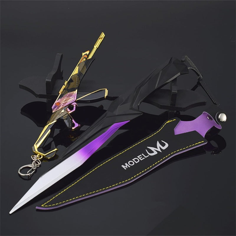 Azuiblc  ヴァロラント ミニチュア 　22cm 17cm ジェット セージ 合金 未開刃 レプリカ フィギュア ソード 剣 欧米風 西洋剣 ミニ武器 片手剣 工芸品 インテリア装備品 おみやげ - Azuiblc