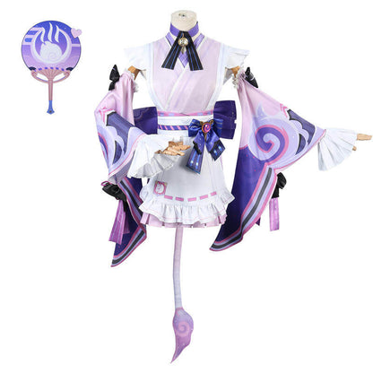 Azuiblc 原神 夢見月瑞希 コスプレ衣装　和服　ウィッグ＋扇子追加可能　costume　仮装　イベント　祭り - Azuiblc