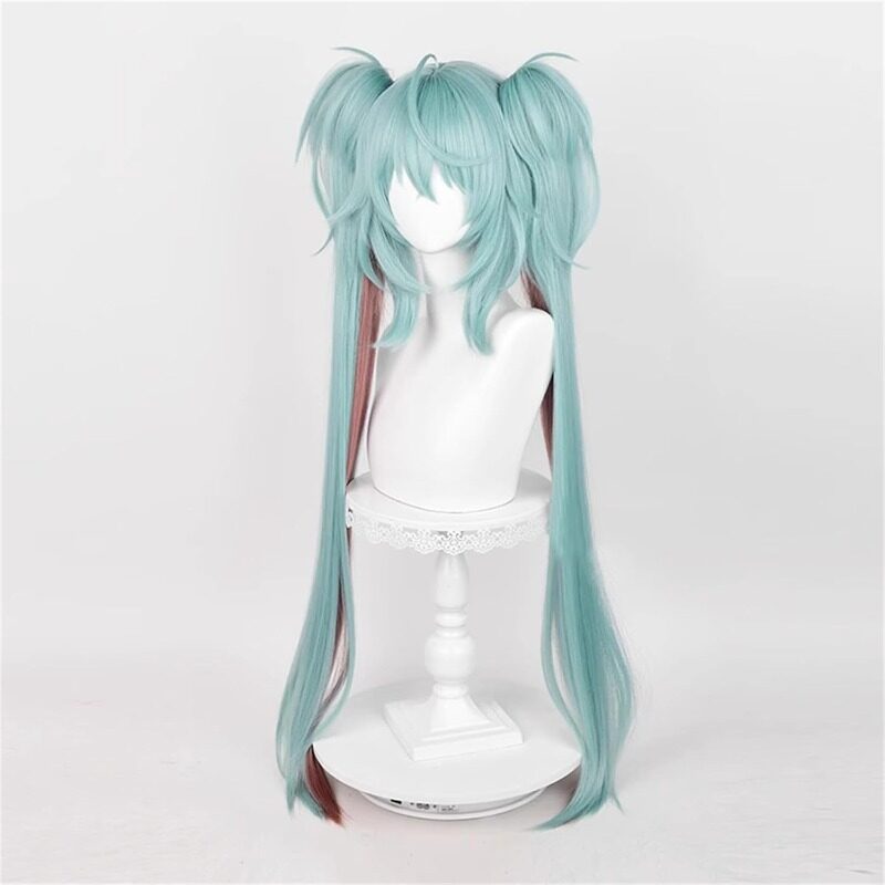 Azuiblc 初音ミク 2025雪ミク SNOW MIKU ウィッグ ネット付き コスプレ 水色 白 グラデーション ツインテール カツラ グッズ アニメ かつら 鬘 WIG コスプレ道具 　Azｗ003 - Azuiblc