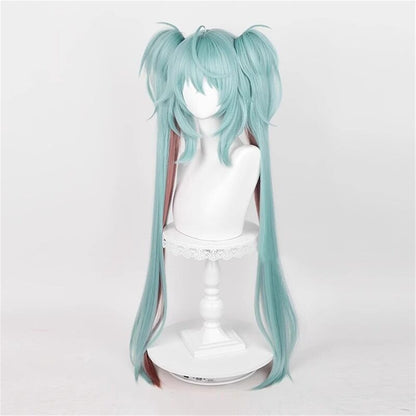 Azuiblc 初音ミク 2025雪ミク SNOW MIKU ウィッグ ネット付き コスプレ 水色 白 グラデーション ツインテール カツラ グッズ アニメ かつら 鬘 WIG コスプレ道具 　Azｗ003 - Azuiblc