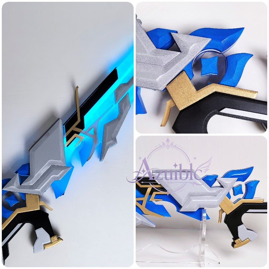 Azuiblc 原神 蛍「冬の夜を狩る者」シャタナヤの蒼銀　銃モデル　武器モデル　85cm 発光コスプレ銃｜USB充電式武器