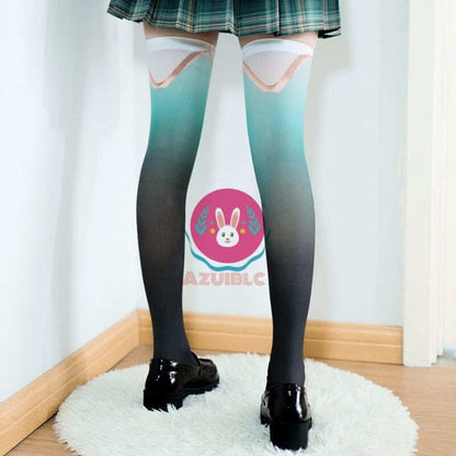 Azuiblc 崩壊スターレイル ハイソックス ホタル 46cm ソックス コスプレ小物 コスプレ グッズ 道具 小物 薄手 渋谷 原宿系 JK ロリータ 夏 アニメ 女の子 - Azuiblc