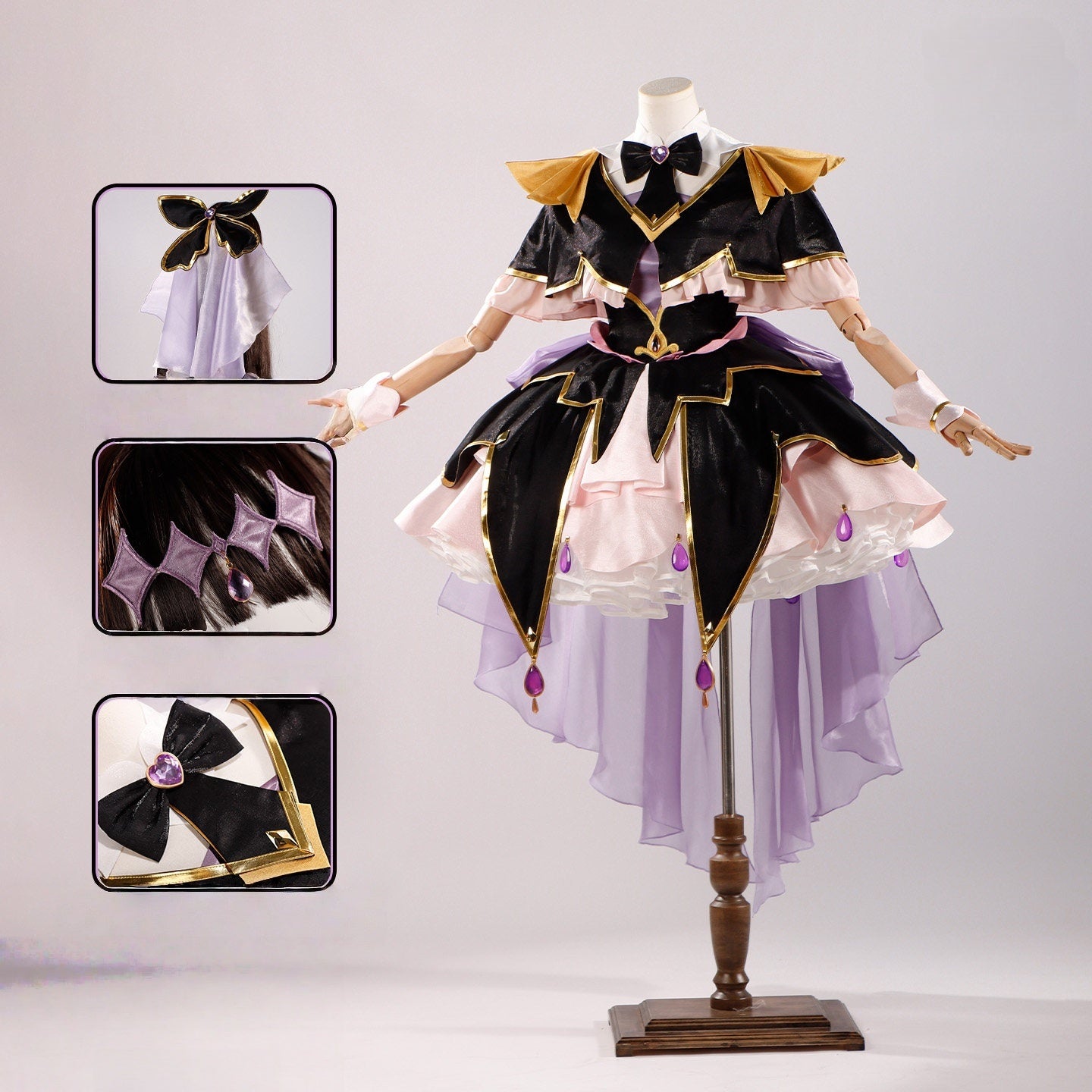 Azuiblc　名探偵プリキュア 森亜るるか 　キュアアルカナ・シャドウ 　コスチューム　コスプレ衣装　ワンピース