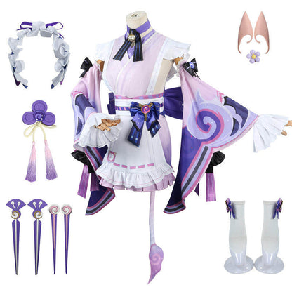 Azuiblc 原神 夢見月瑞希 コスプレ衣装　和服　ウィッグ＋扇子追加可能　costume　仮装　イベント　祭り - Azuiblc
