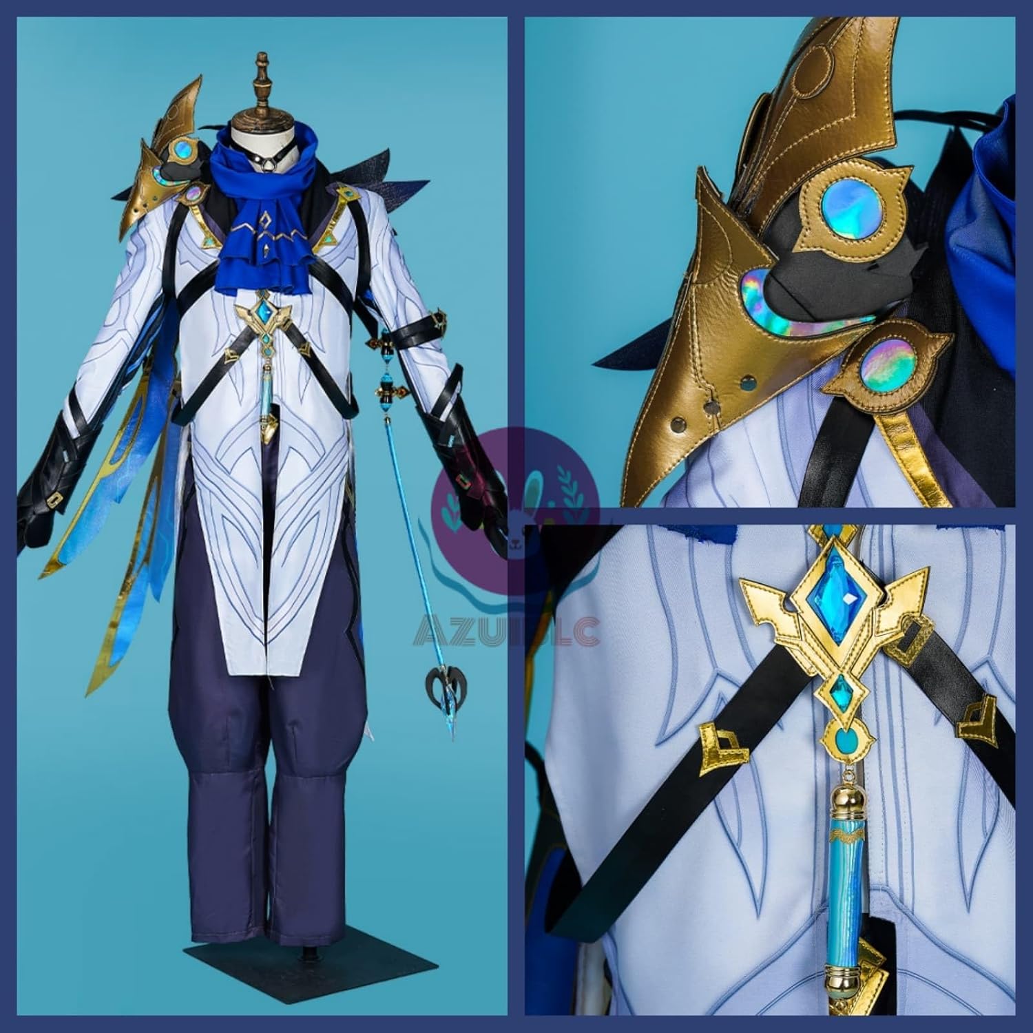 Azuiblc】原神 博士 ドットーレ コスプレ 衣装 仮面付き 耳飾り付き