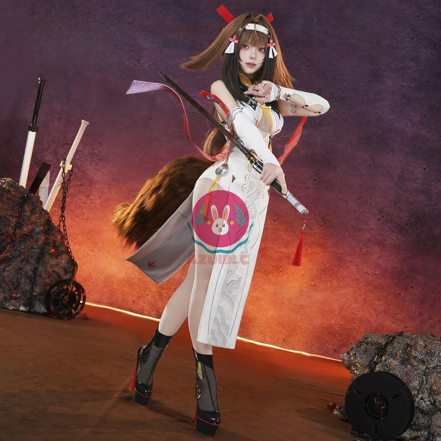 【Azuiblc】ゼンゼロ 葉瞬光 コスプレ 衣装 靴カバー付き 金属アクセサリー チャイナドレス チャイナ服 コスチュームセット ゼンレスゾーンゼロ cosplay - Azuiblc