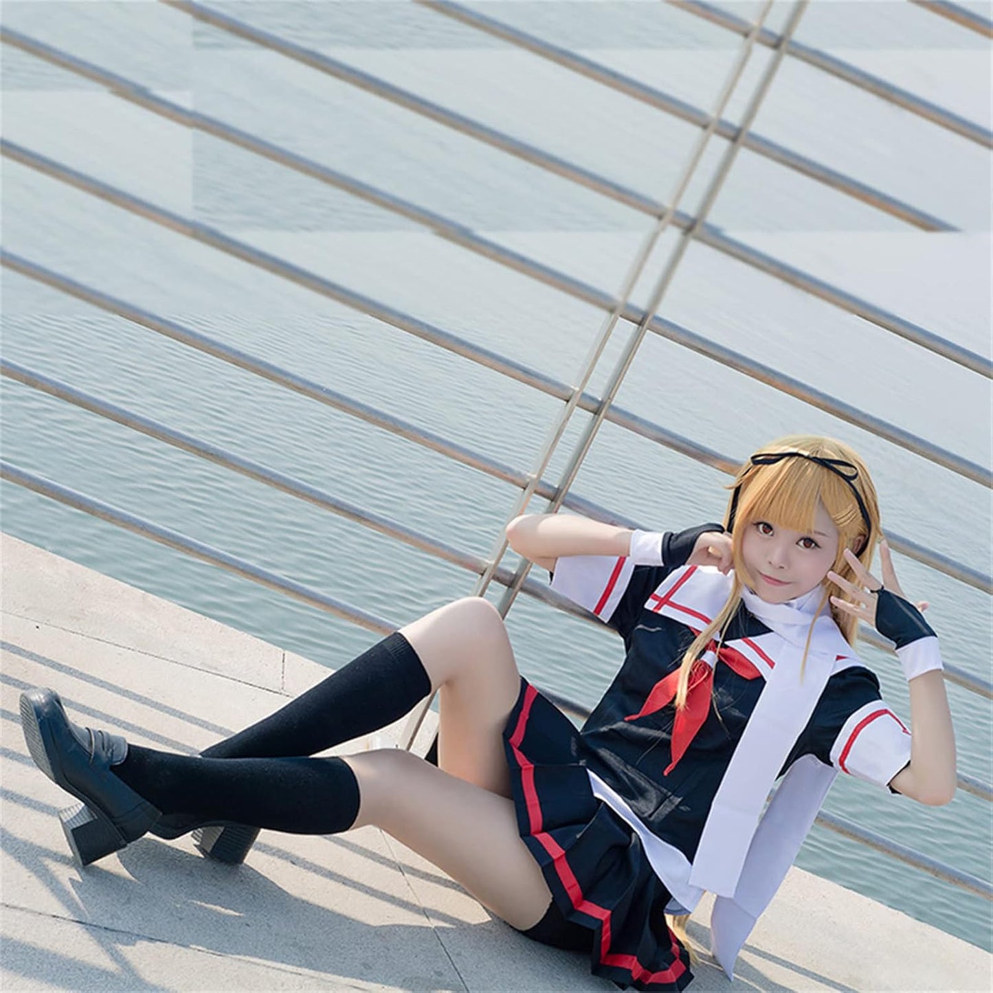Azuiblc 艦これ 島風 しまかぜ 夕立 コスプレ衣装 コスチュームセット 駆逐艦 セーラー服 グッズ 日常服 演出服 舞台装 - Azuiblc