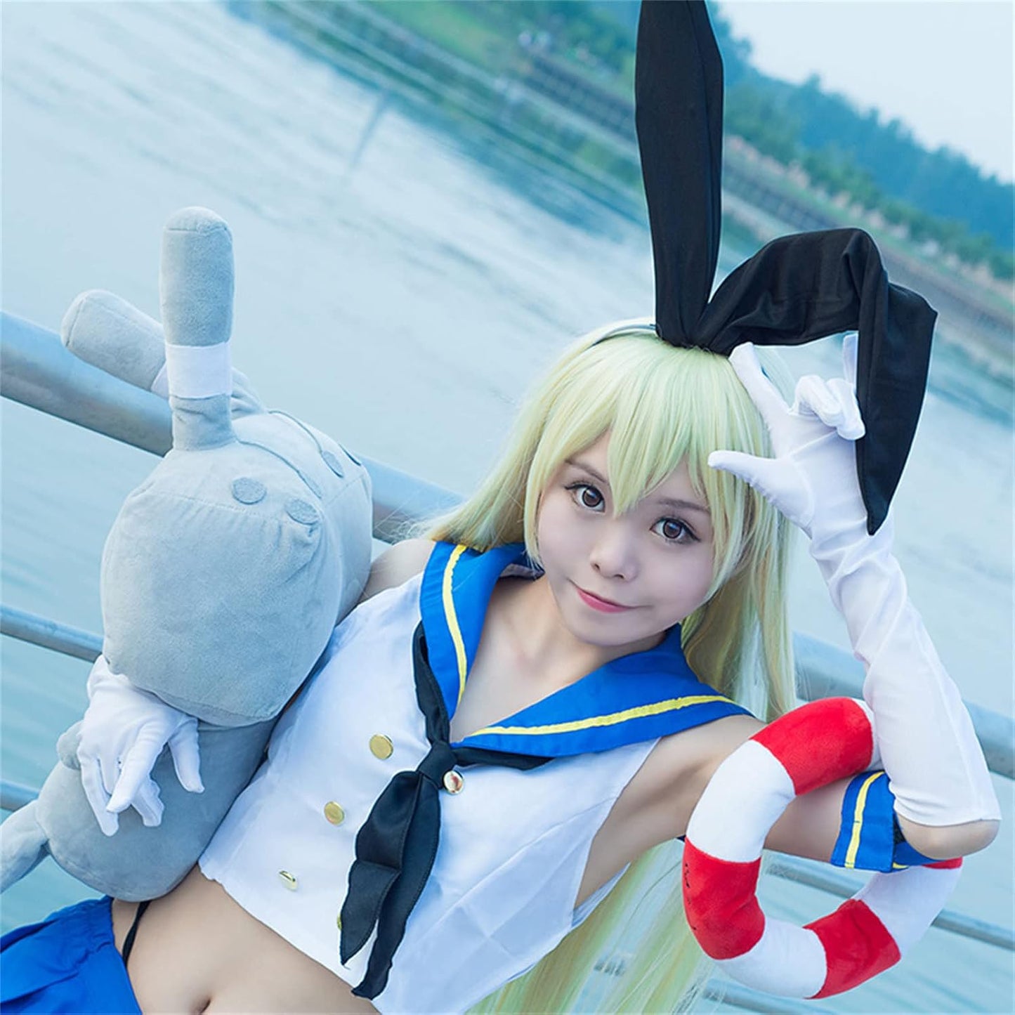 Azuiblc 艦これ 島風 しまかぜ コスプレ衣装 コスチュームセット 駆逐艦 セーラー服 グッズ 日常服 演出服 舞台装 撮影 制服 服装 アニメ cosplay 変装 - Azuiblc