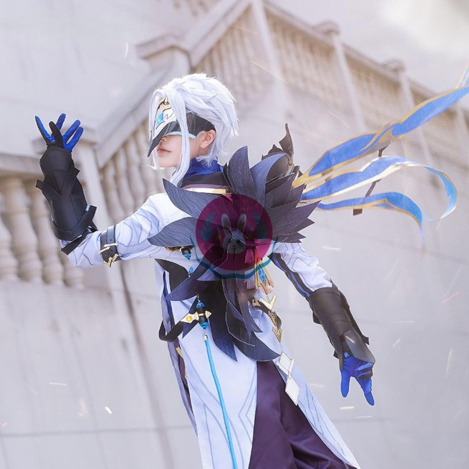 原神 博士(ドットーレ) コスプレ衣装 フルセット Azuiblc】原神 博士 ドットーレ コスプレ 衣装 仮面付き 耳飾り付き