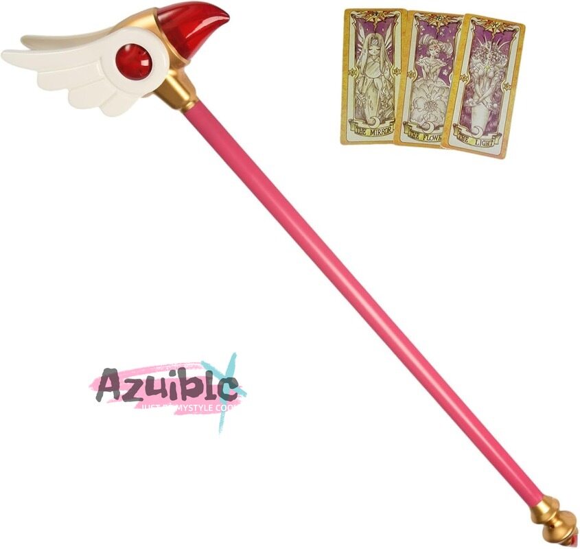 Azuiblc 木之本桜 封印の杖 コスプレ道具　プラスチック製 透明 85cm　 魔法少女 魔法の杖 ステッキ つえ 杖 きのもと さくら　Cosplay コスプレ小物 - Azuiblc