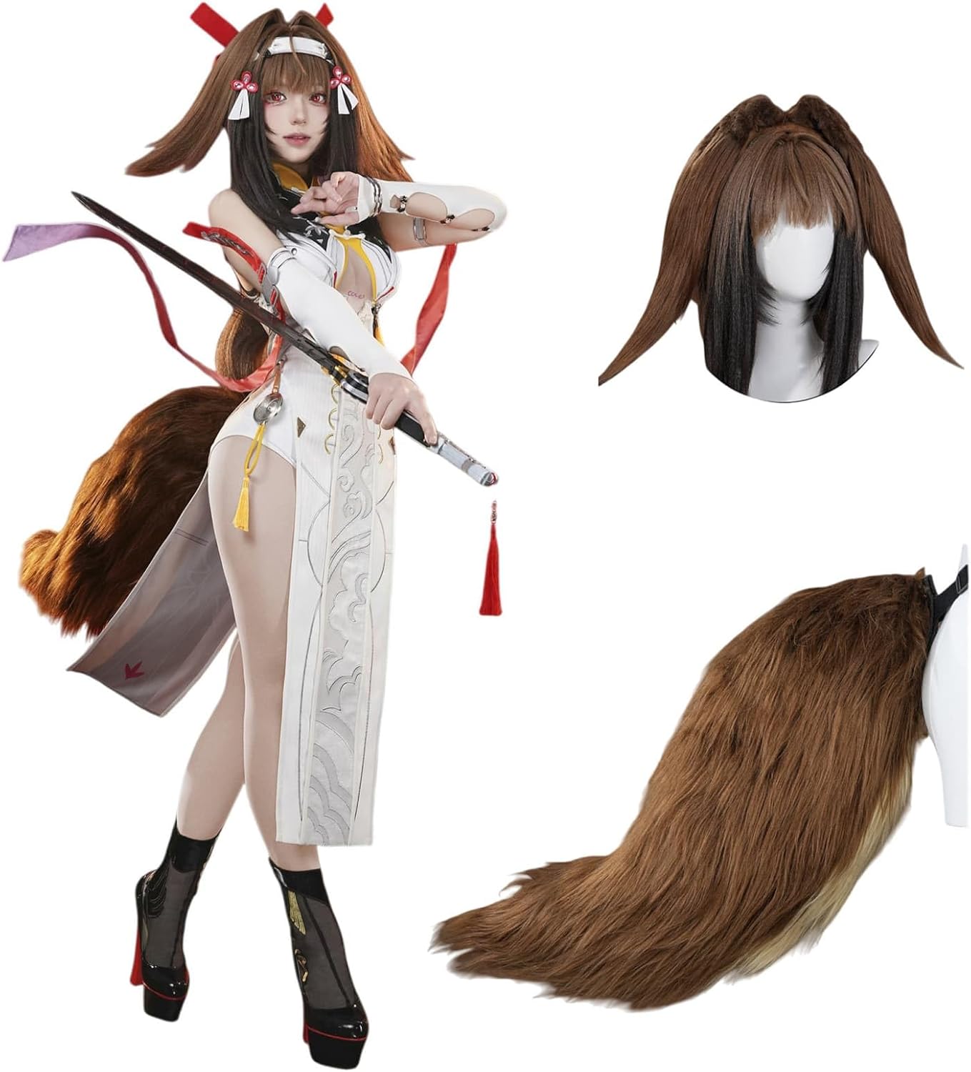 【Azuiblc】ゼンゼロ 葉瞬光 コスプレ 衣装 靴カバー付き 金属アクセサリー チャイナドレス チャイナ服 コスチュームセット ゼンレスゾーンゼロ cosplay - Azuiblc