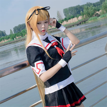 Azuiblc 艦これ 島風 しまかぜ 夕立 コスプレ衣装 コスチュームセット 駆逐艦 セーラー服 グッズ 日常服 演出服 舞台装 - Azuiblc