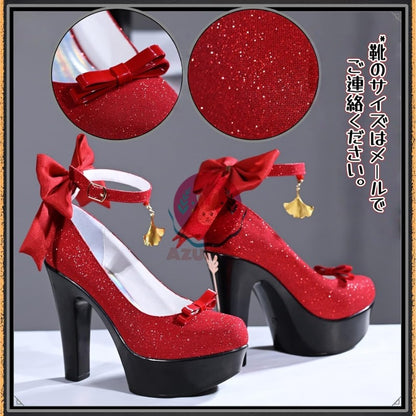 Azuiblc ゼンゼロ 葉瞬光 暖かな光を拾って コスプレ 靴 グリッター 厚底 ヒール：12.5cm ハイヒール シューズ レディース 女性 コスプレ道具 Cosplay グッズ 小物 - Azuiblc