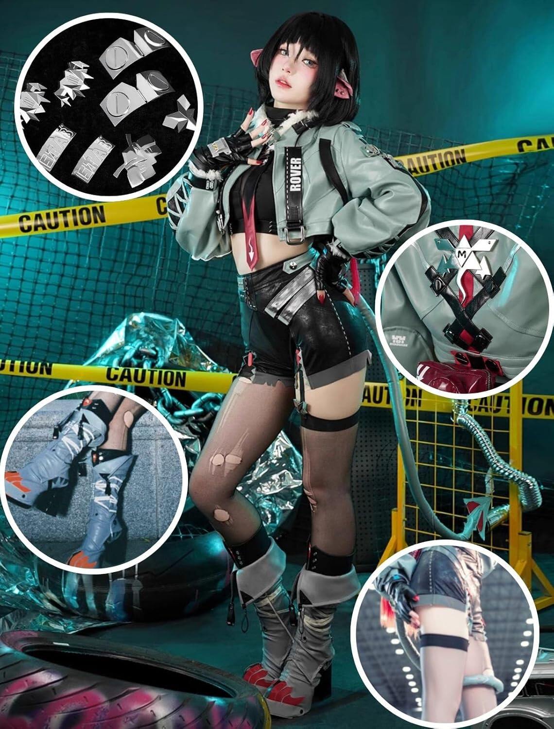 Azuiblc　ゼンゼロ ZZZ  ジェーン・ドゥ 尻尾付き　コスプレ衣装 ネズミ コスチュームセット 金属アクセサリー - Azuiblc