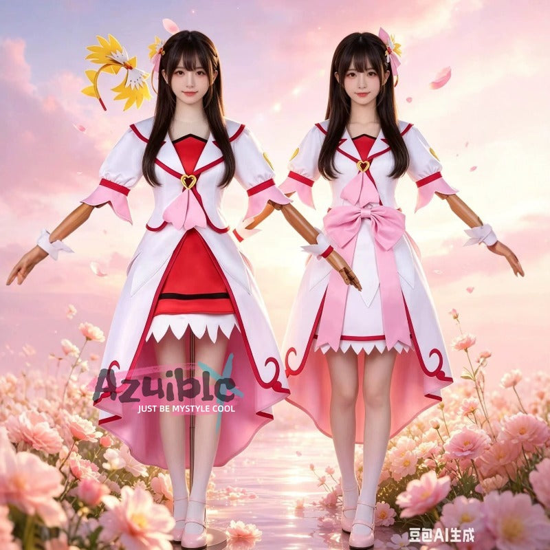 Azuiblc　ドキドキ!プリキュア 円亜久里　コスプレ衣装　キュアエース 　ドレス　ワンピース　イベント　仮装　可愛い