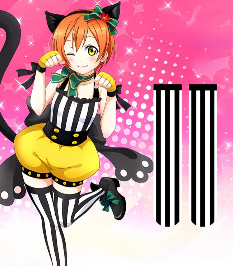 Azuiblc ラブライブ! 星空凛 ニーハイソックス タイツ　ほしぞらりん　ストッキング 音ノ木坂学院 涼感シリーズ 光沢オーバーニーソックス - Azuiblc