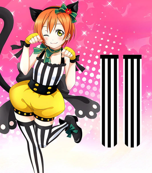 Azuiblc ラブライブ! 星空凛 ニーハイソックス タイツ　ほしぞらりん　ストッキング 音ノ木坂学院 涼感シリーズ 光沢オーバーニーソックス - Azuiblc