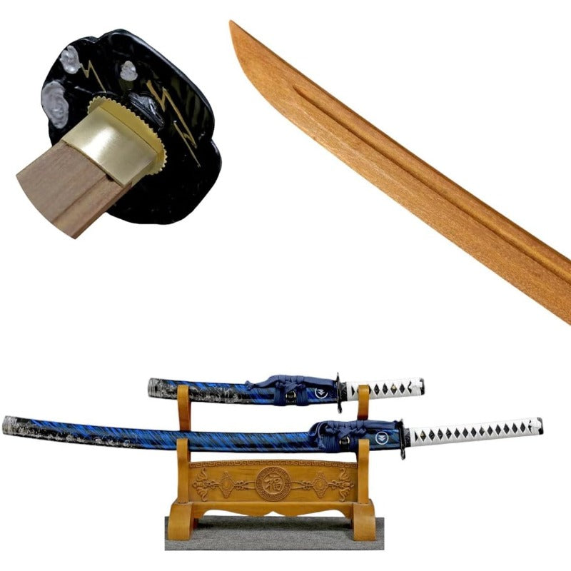 【Azuiblc】ゴースト・オブ・ツシマ 木製刀 菖蒲 ショウブ 刀 2本セット Ghost of Tsushima コスプレ道具 太刀 脇差 居合刀 美術刀 日本刀 武器 小物 撮影用 COSPLAY